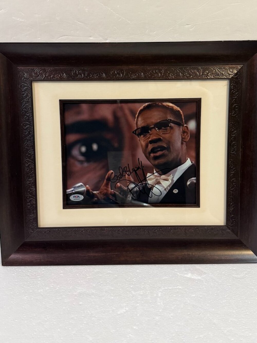 Denzel Washington Signed Photo Inscribed "God Bless!" PSA Cert Malcolm X Framed!